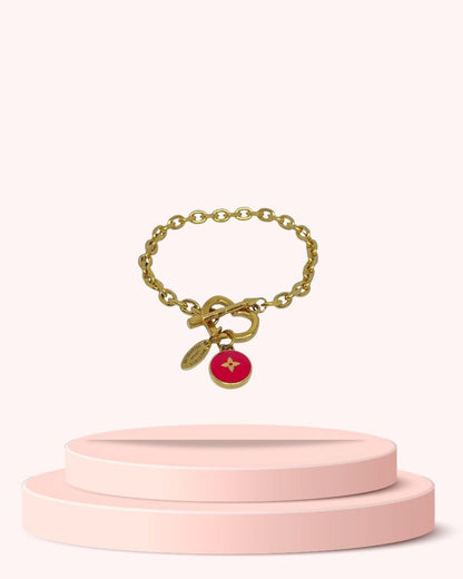 Authentic Louis Vuitton Red Pendant  - Repurposed Bracelet