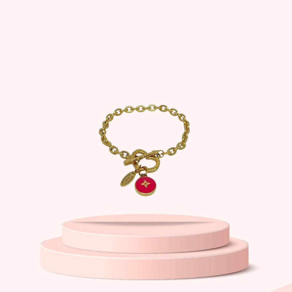 Authentic Louis Vuitton Red Pendant  - Repurposed Bracelet