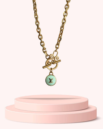 Authentic Louis Vuitton Logo Mint Pendant- Necklace Pastilles Pendant