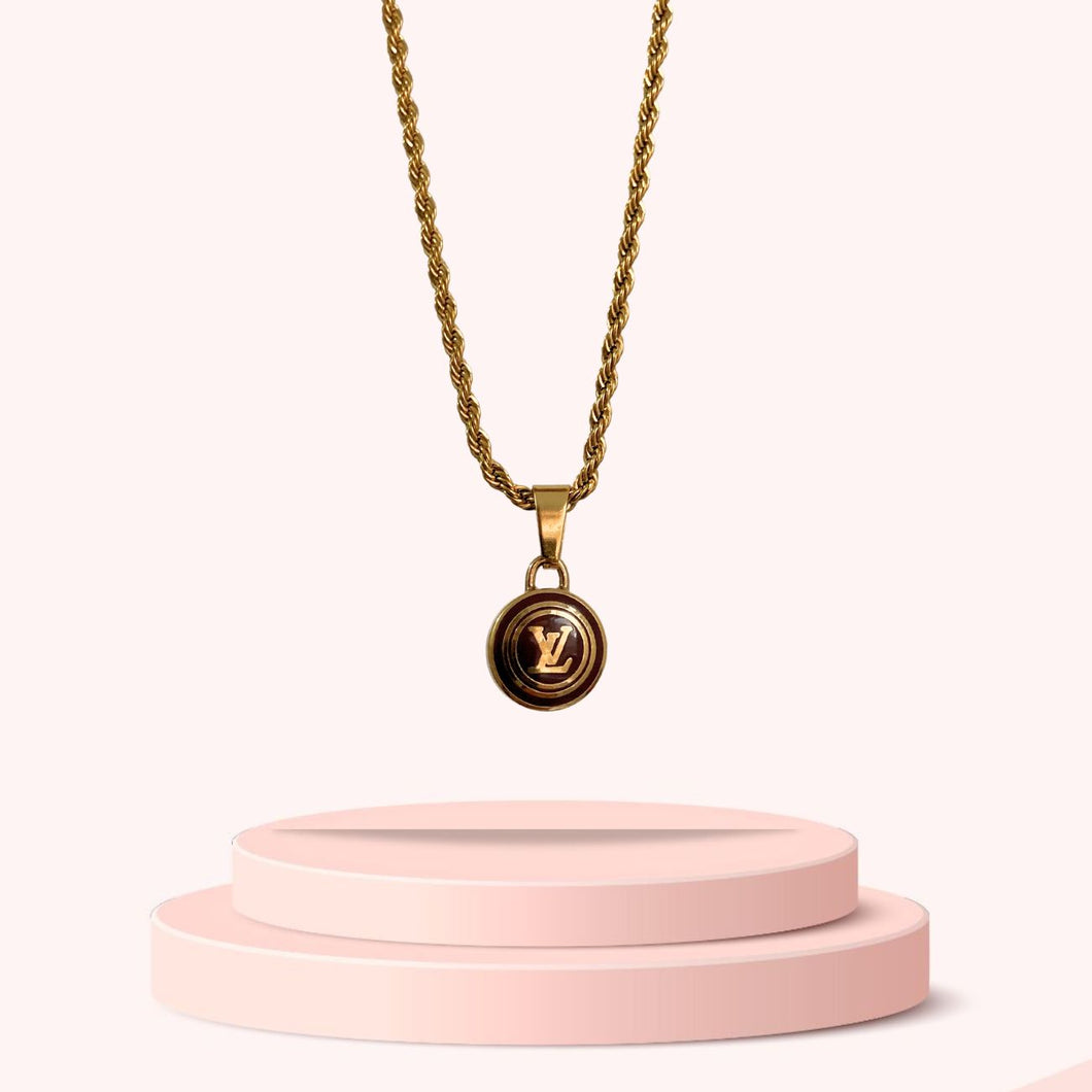 Authentic Louis Vuitton Logo Pastilles Pendant Necklace