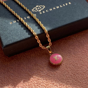 Authentic Louis Vuitton Rose Logo Pendant- Necklace