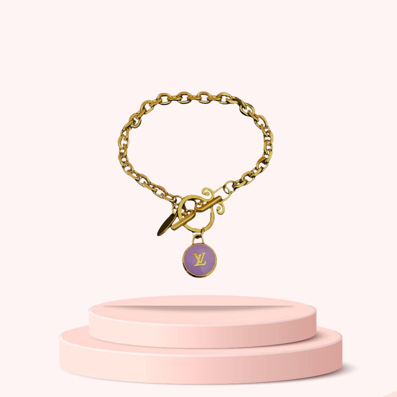 Authentic Louis Vuitton Logo Purple Pastilles  Pendant- Bracelet