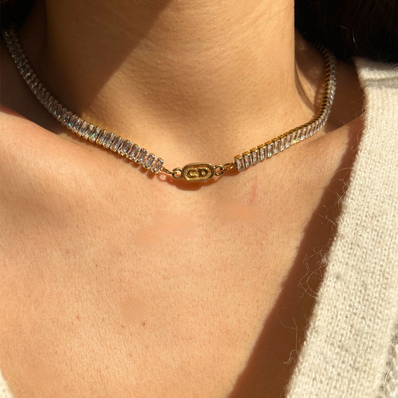 Authentic Dior CD Oval Pendant- Reworked Diamante Choker