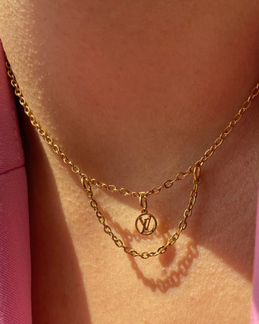 Authentic Louis Vuitton Logo Blooming Pendant- Reworked Choker