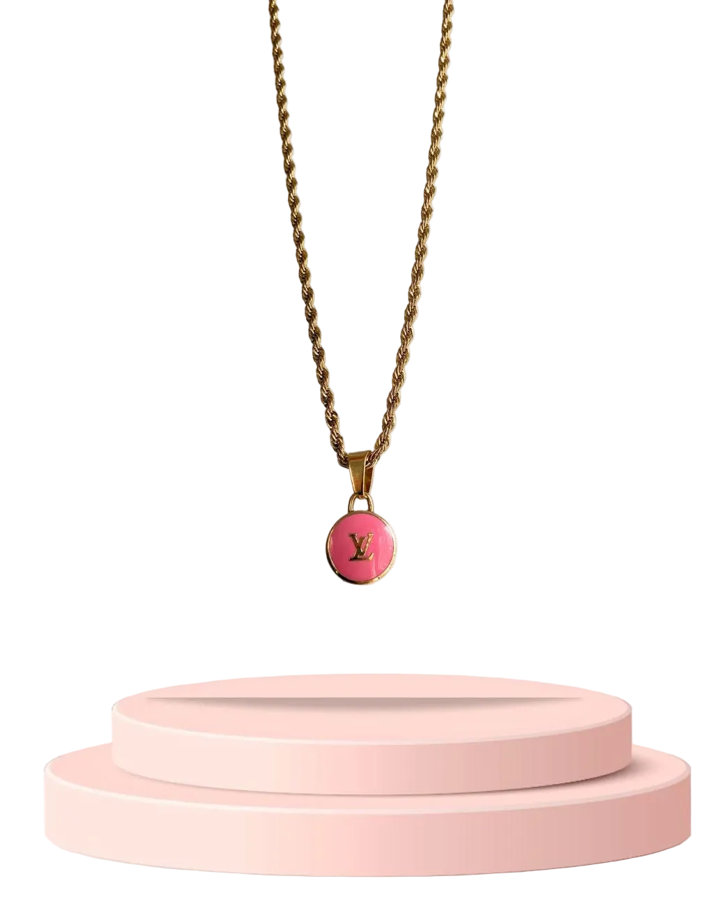 Authentic Louis Vuitton Rose Logo Pendant- Necklace