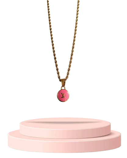 Authentic Louis Vuitton Rose Logo Pendant- Necklace