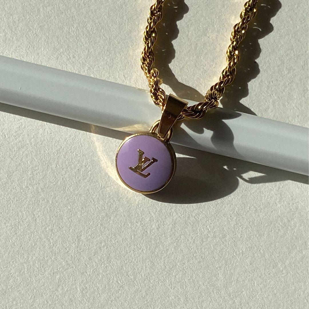 Authentic Louis Vuitton Logo Purple Pendant- Necklace - Boutique SecondLife