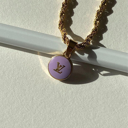 Authentic Louis Vuitton Logo Purple Pendant- Necklace - Boutique SecondLife