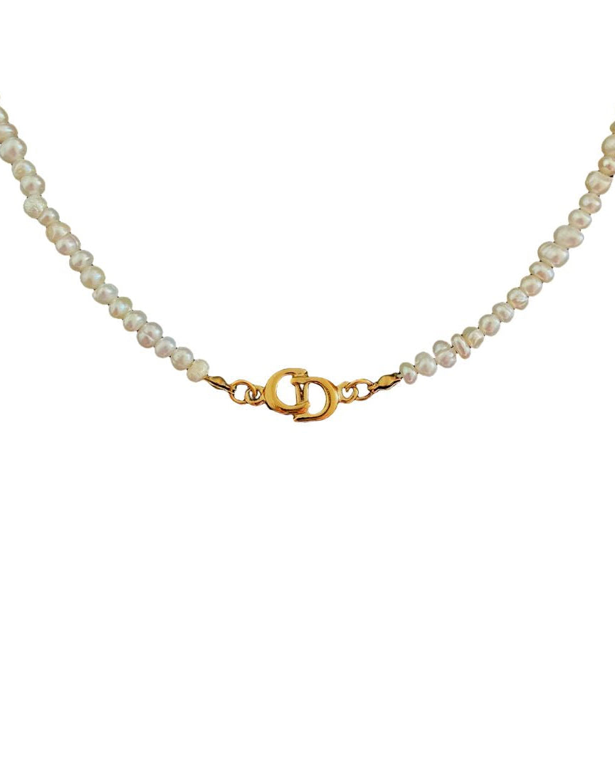 Authentic Dior CD Pendant- Reworked Mini Pearls Choker