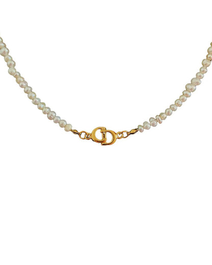 Authentic Dior CD Pendant- Reworked Mini Pearls Choker