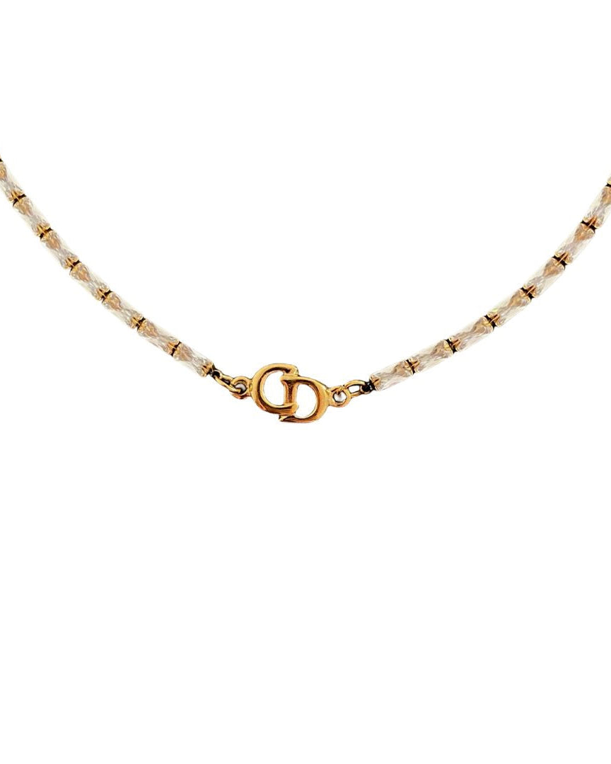 Authentic Dior CD initials Pendant- Reworked Mini Diamante Choker