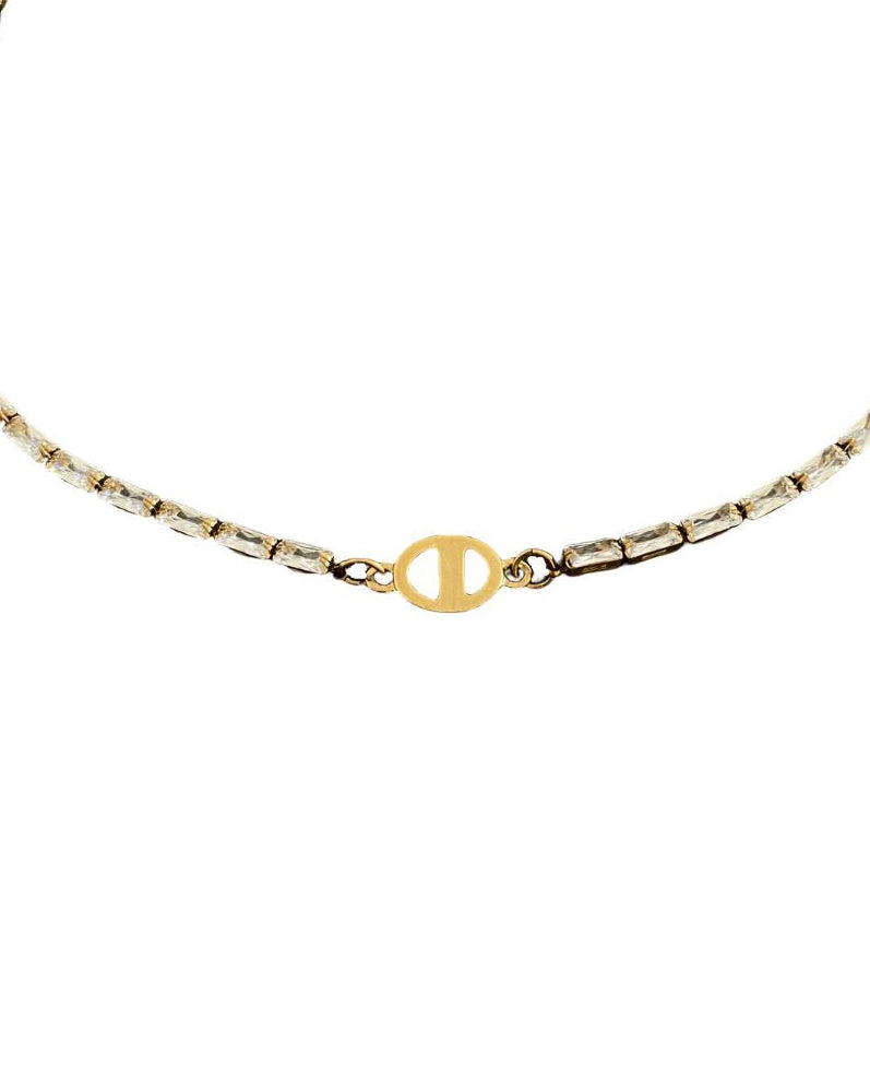Authentic Dior CD Pendant- Diamante Chain Reworked Choker