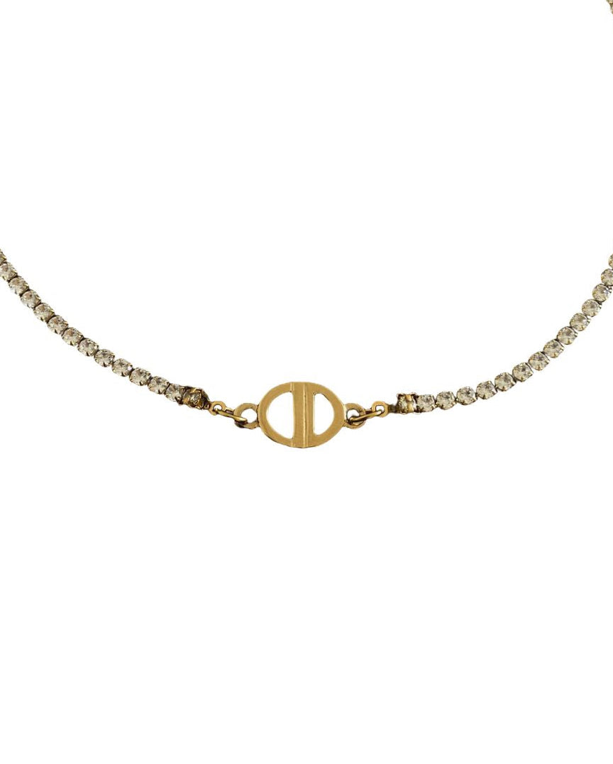 Authentic Dior CD Pendant- Small Diamante Chain Reworked Choker