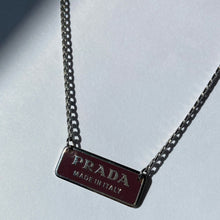 Load image into Gallery viewer, Authentic Silver Prada Square plaque tag - Repurposed Necklace