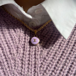 Authentic Louis Vuitton Logo Purple Pendant- Reworked Necklace