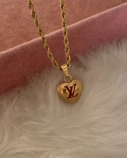 Authentic Louis Vuitton Logo Heart Charm- Reworked Necklace