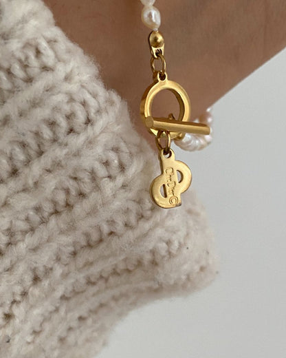 Authentic Dior CD Tag Pendant- Reworked Bracelet Mini Pearls