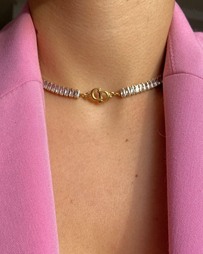 Authentic Dior CD initials Pendant- Reworked Diamante Choker