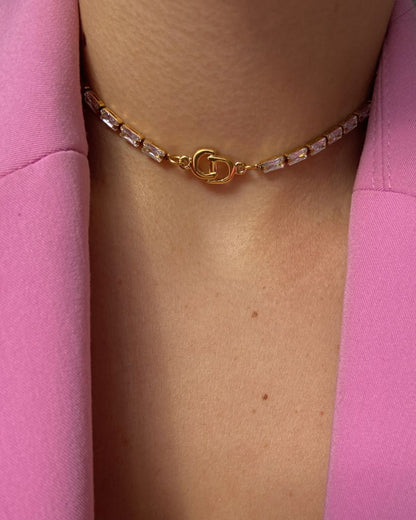 Authentic Dior CD initials Pendant- Reworked Mini Diamante Choker