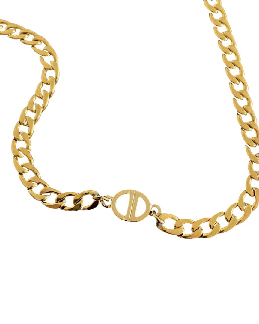 Authentic Dior CD Pendant- Cuban Chain Reworked Choker