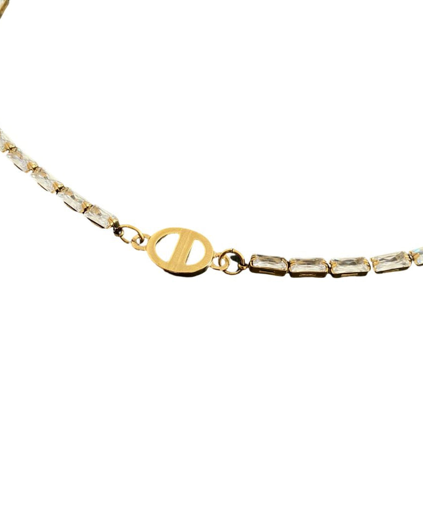 Authentic Dior CD Pendant- Diamante Chain Reworked Choker
