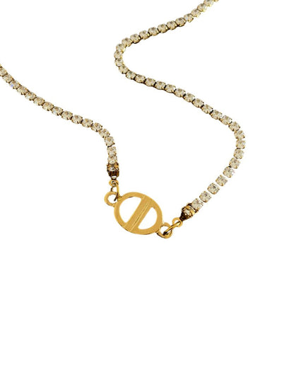 Authentic Dior CD Pendant- Small Diamante Chain Reworked Choker