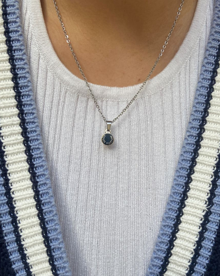 Authentic Louis Vuitton Blue Mini Pendant - Reworked Necklace