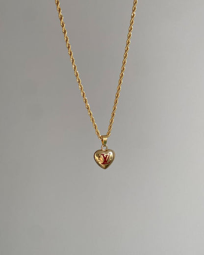 Authentic Louis Vuitton Logo Heart Charm- Reworked Necklace