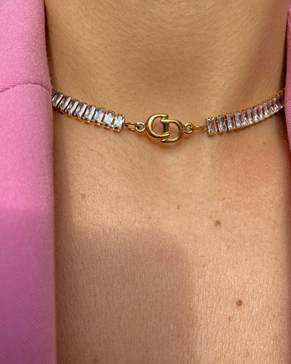 Authentic Dior CD initials Pendant- Reworked Diamante Choker