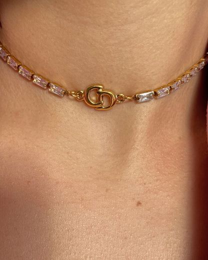 Authentic Dior CD initials Pendant- Reworked Mini Diamante Choker