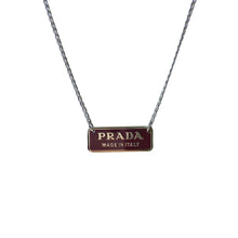 Load image into Gallery viewer, Authentic Silver Prada Square plaque tag - Repurposed Necklace