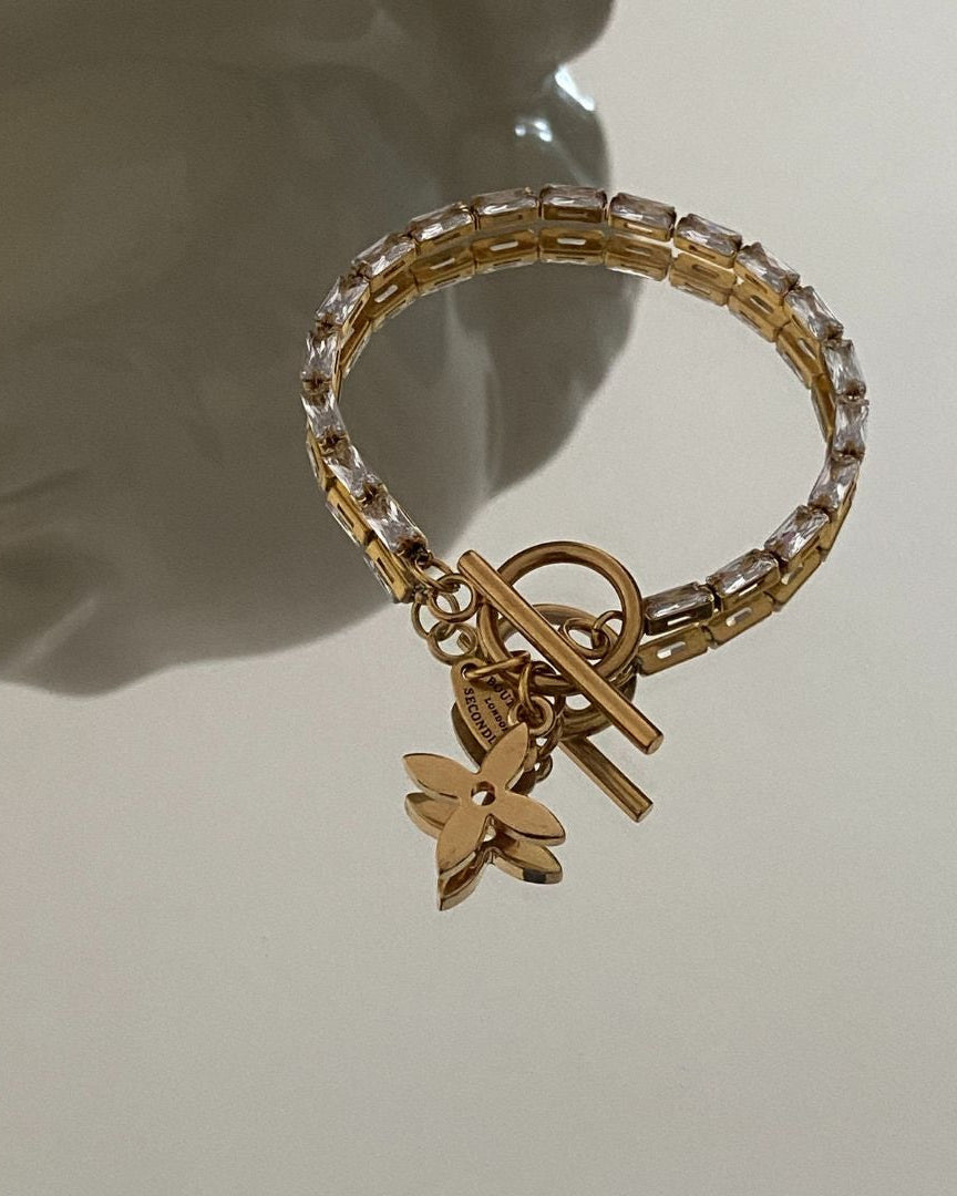 Authentic Louis Vuitton Pendant Reworked Diamante Bracelet