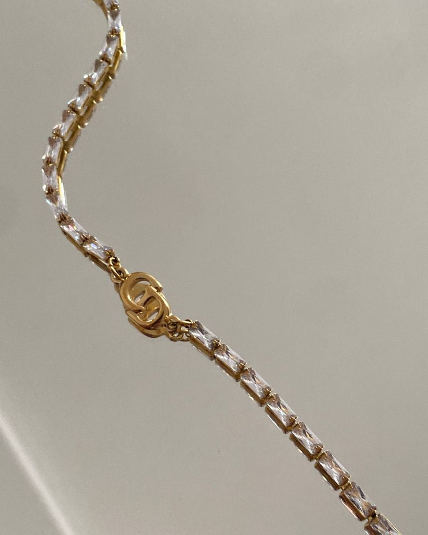 Authentic Dior CD initials Pendant- Reworked Mini Diamante Choker