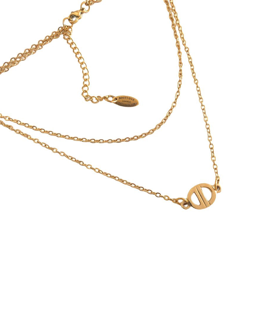 Authentic Dior CD Pendant- Double Chain Reworked Choker