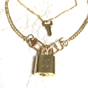 Louis Vuitton Padlock Necklace with double chains