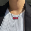 Authentic Silver Prada Square plaque tag - Repurposed Necklace