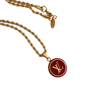 Authentic Louis Vuitton  Red Logo Pendant- Necklace - Boutique SecondLife