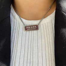 Load image into Gallery viewer, Authentic Silver Prada Square plaque tag - Repurposed Necklace