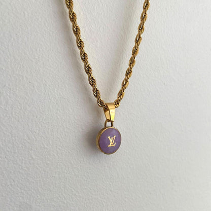 Authentic Louis Vuitton Logo Purple Pendant- Necklace - Boutique SecondLife