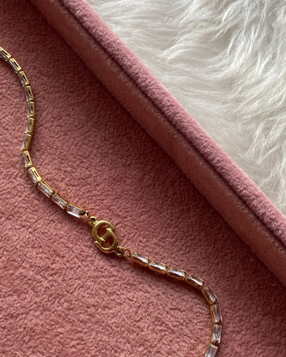 Authentic Dior CD initials Pendant- Reworked Mini Diamante Choker