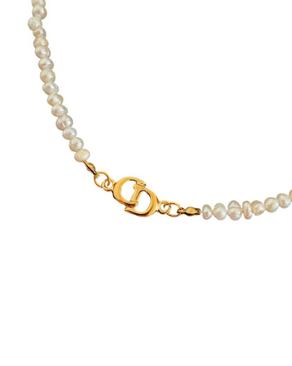Authentic Dior CD Pendant- Reworked Mini Pearls Choker