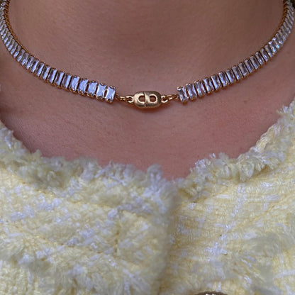 Authentic Dior CD Pendant- Reworked Diamante Choker