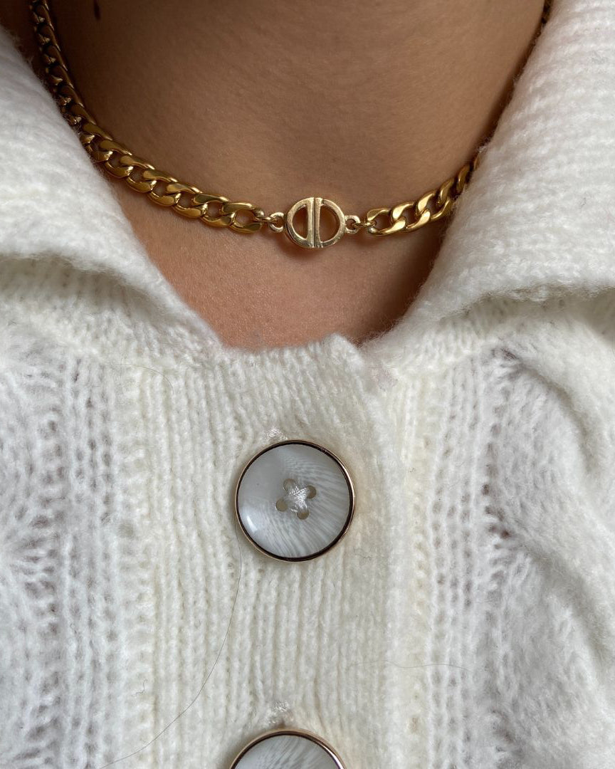 Authentic Dior CD Pendant- Cuban Chain Reworked Choker