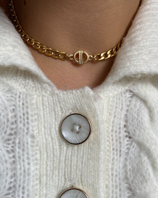 Authentic Dior CD Pendant- Cuban Chain Reworked Choker