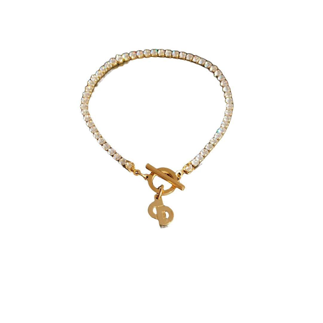 Authentic Dior CD Tag Pendant- Reworked Strass Bracelelt
