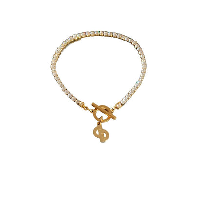 Authentic Dior CD Tag Pendant- Reworked Strass Bracelelt