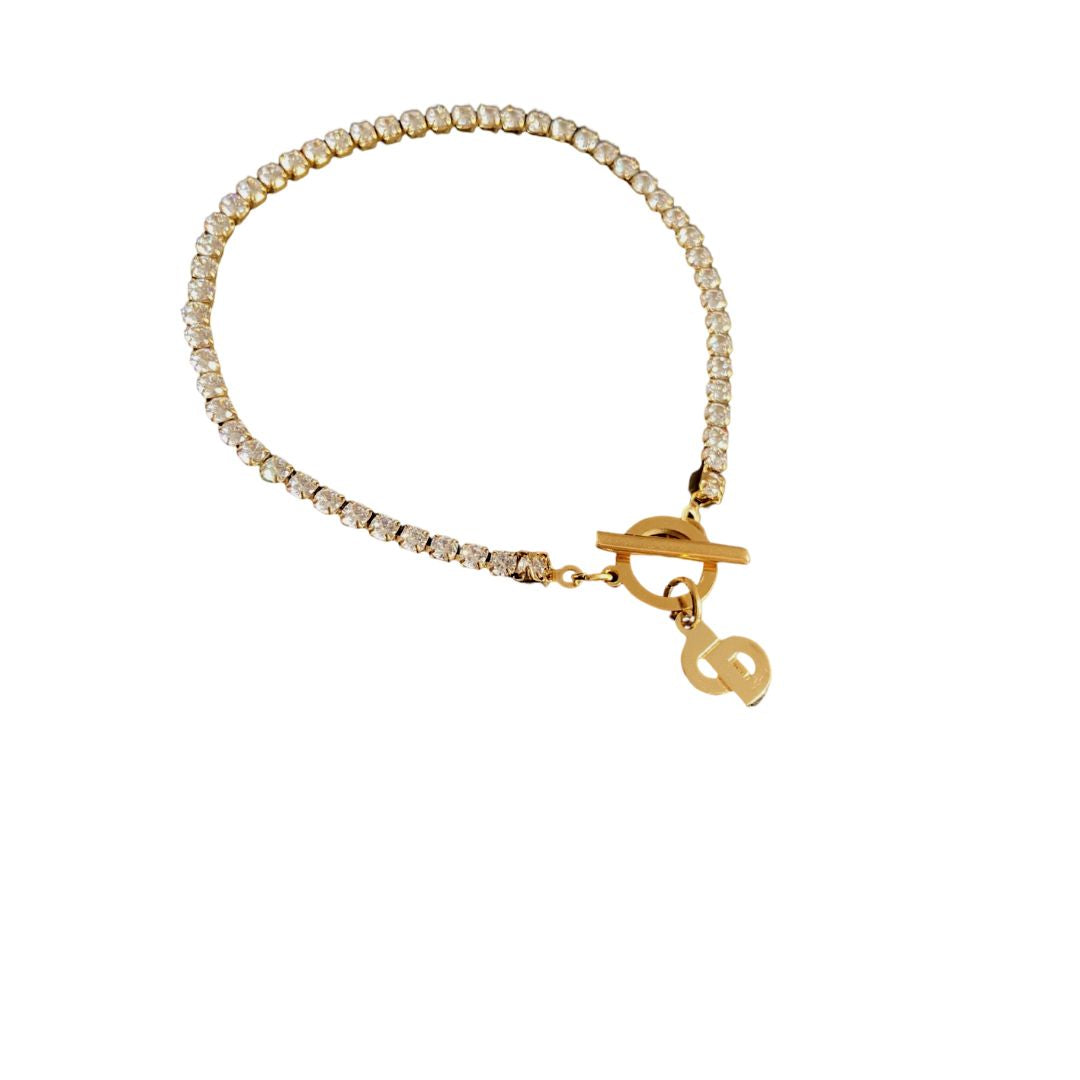 Authentic Dior CD Tag Pendant- Reworked Strass Bracelelt