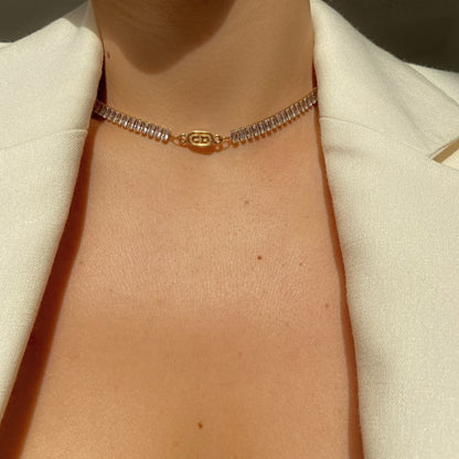 Authentic Dior CD Oval Pendant- Reworked Diamante Choker