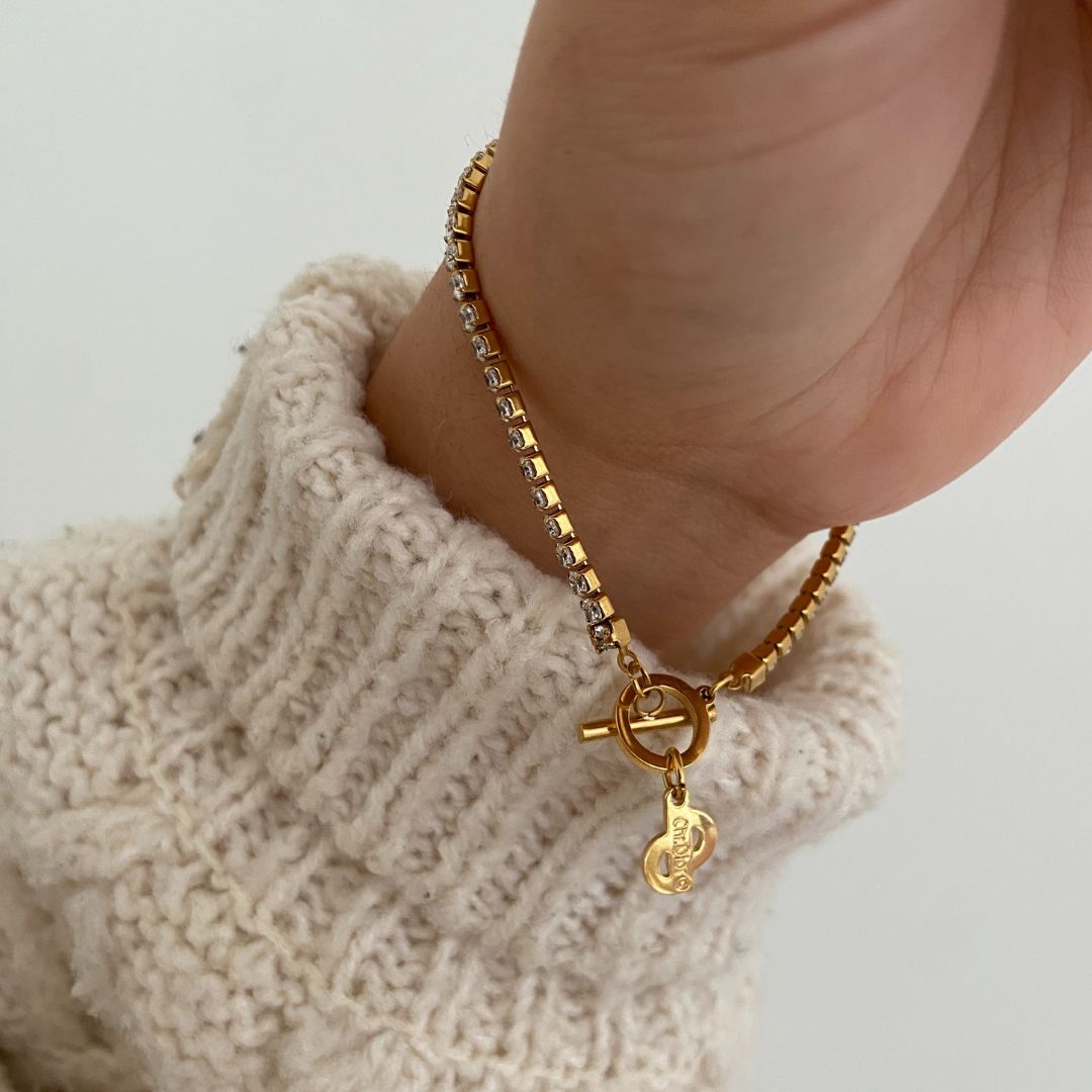 Authentic Dior CD Tag Pendant- Reworked Strass Bracelelt