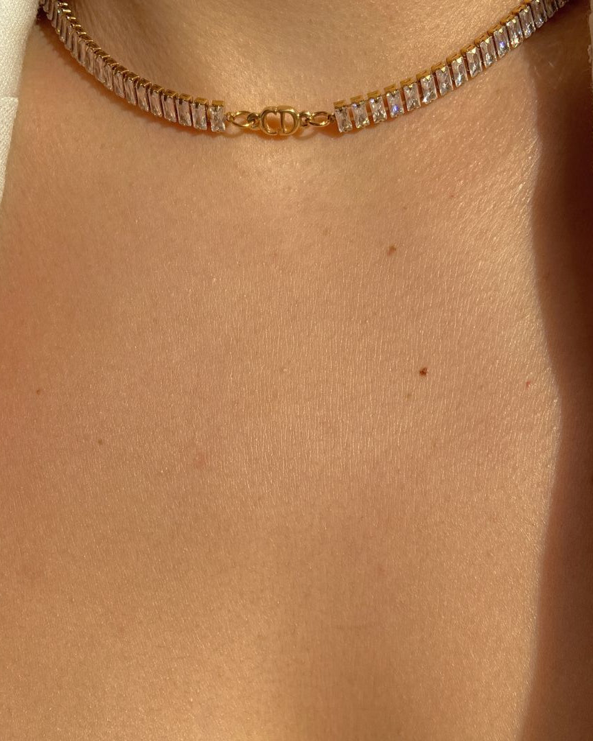 Authentic Dior CD initials Pendant- Reworked Diamante Choker